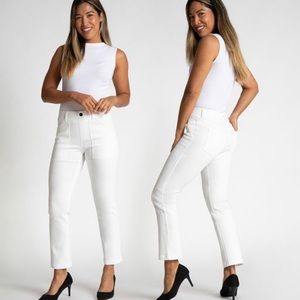 Betabrand Weekend Yoga Denim, white, size M